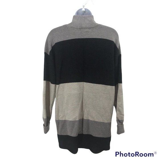 Andree by Unit Grey Black Color Panel Open Duster Cardigan Sweater Women's Sz M - Picture 4 of 8